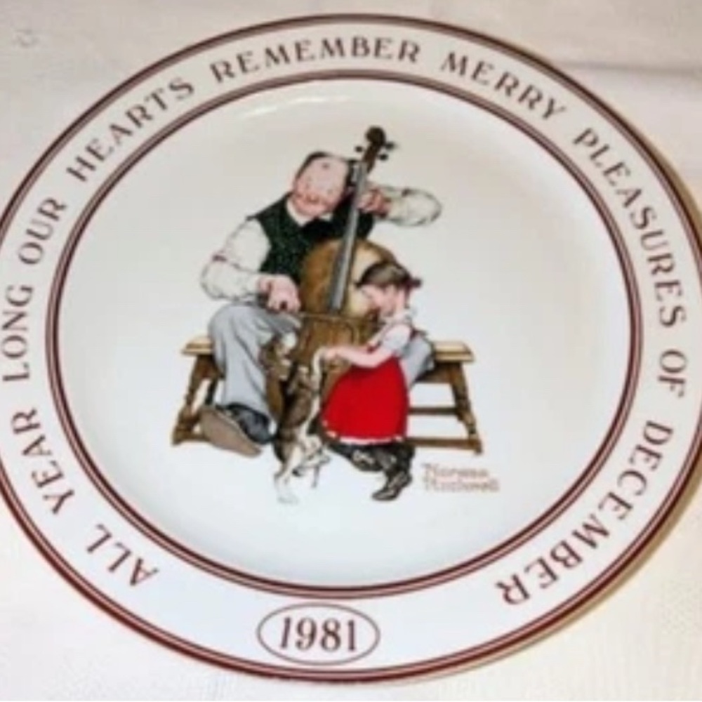 Norman Rockwell Vintage 80’s Plate 1981 Hallmark Man Girl Guitar - New